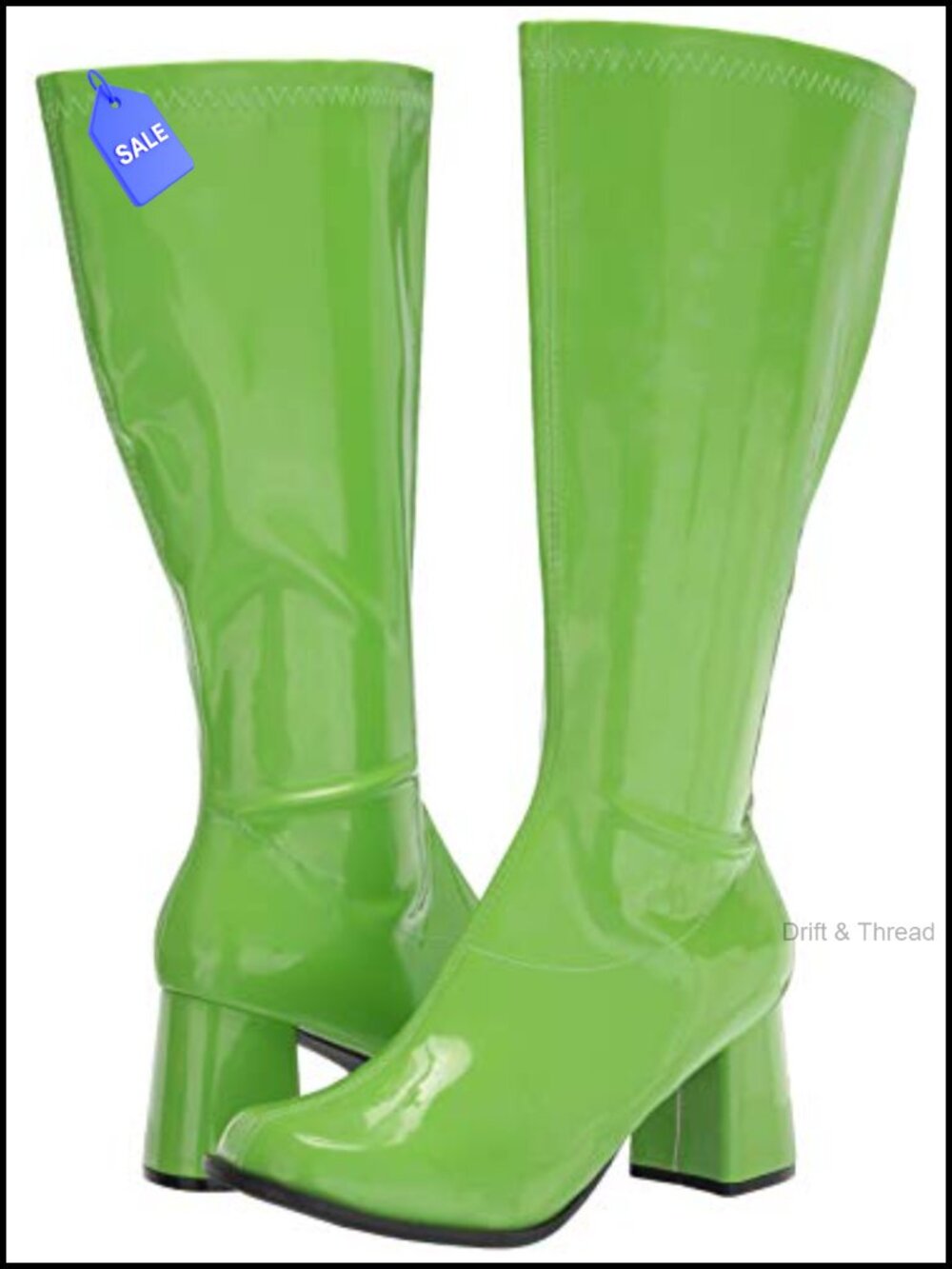 Women's Knee High Boot Stretch Polyurethane Square Toe Block Heel Zip - Picture 6 of 6